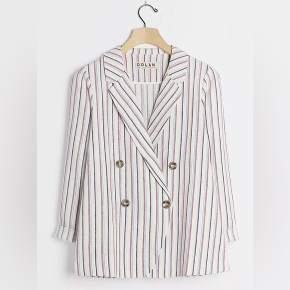 Anthropologie x DOLAN Anna Striped Linen Cotton Blazer NWT - Picture 1 of 11